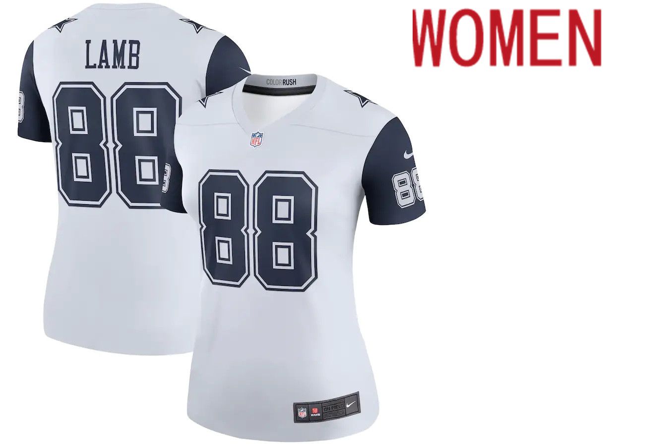 Cheap Women Dallas Cowboys 88 CeeDee Lamb Nike White 2nd Alternate Legend NFL Jersey